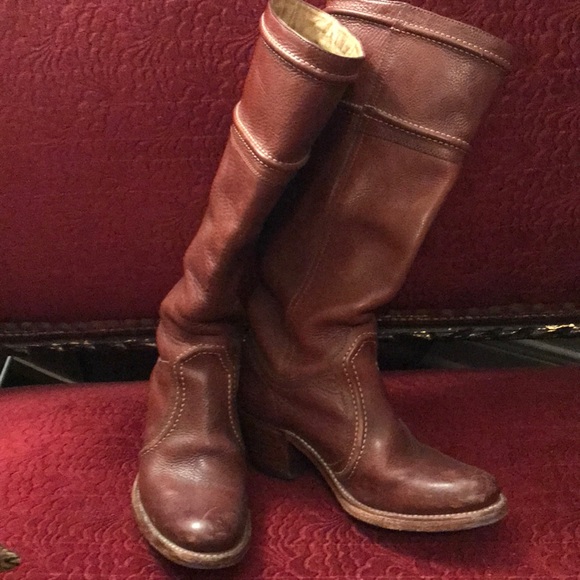 FRYE Jane Tall Leather Boots in Cognac - Picture 7 of 8